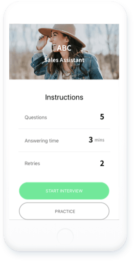 Screenshot of Video Interview application for mobile devices