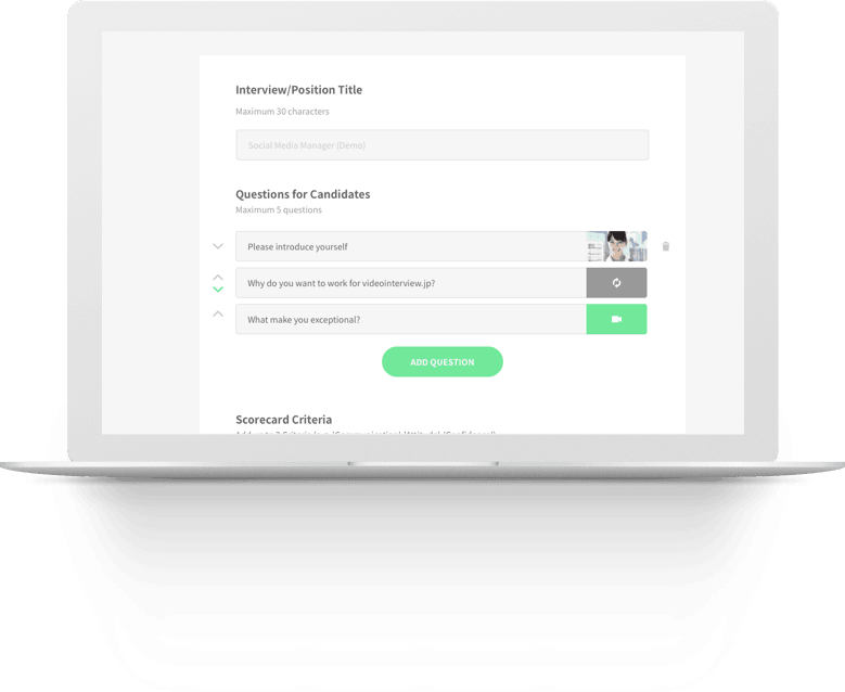 Screenshot of Video Interview desktop application